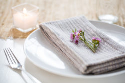 placesetting with clouds napkin