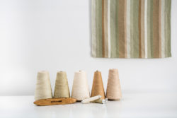 cones of sustainably-grown cotton plus a towel