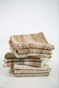 stack of towels woven with sustainably-grown cotton